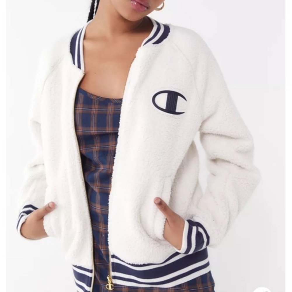 Champion Cream and Black Letterman Jacket - Picture 2 of 8